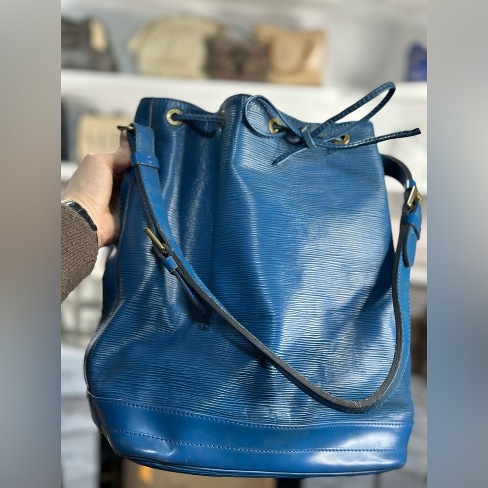 LV Blue Epi Leather Noe